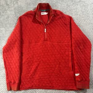 WELLEN Men's Red Quilt 1/4 Zip Pullover Huckberry Jacket Sz XL